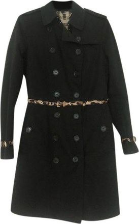 Burberry black cotton gabardine short trench coat Size XS