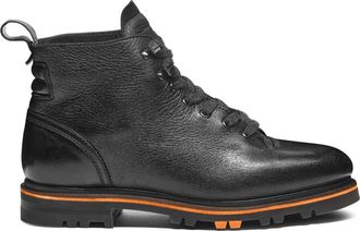 Santoni Leren enkellaars - Heren - Veterlaarzen - Zwart - 42 EU - Leer - Schoenen