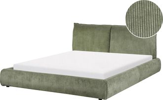 Beliani Cama Moderna Tapizada Pana 160 X 200 Cm De Listones Verde Vinay