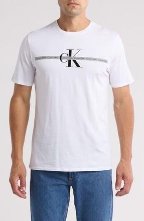 Calvin Klein Repeat Tape Layer Logo Graphic T-Shirt in Brilliant White at Nordstrom Rack, Size Xx-Large