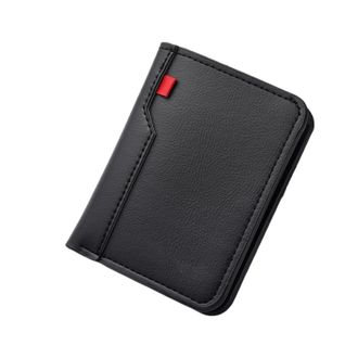 Generic New Ultra-thin Mini Soft PU Leather Credit Card Wallet Holder for Men - Short Vertical Design(Black a)