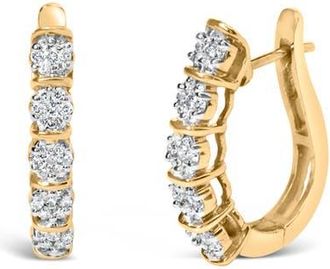 House of Brilliance 14k Yellow Gold 1/2 Cttw Diamond Cluster Hoop Earrings at Nordstrom