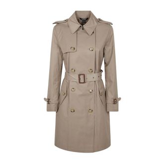 Ralph Lauren Double-Breasted Belted Trench Coat - Dames - Mantels - Beige - Maat: L Katoen