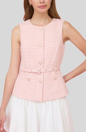 ZOE AND CLAIRE Belted Tweed Vest in Pink at Nordstrom, Size X-Small