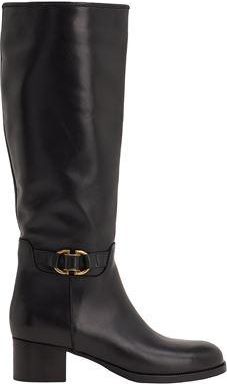 8 by YOOX LEATHER EMBELLISHED SQUARE-TOE HIGH BOOT