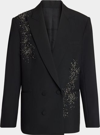 Balmain Men & apos;s Crystal-Embellished Two-Button Wool Blazer