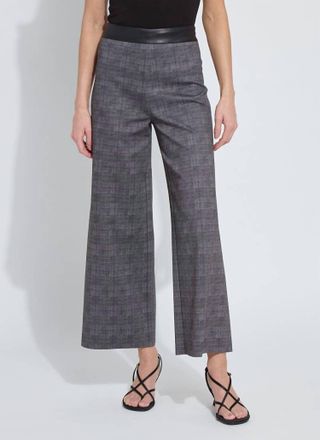 Lyss&eacute; Denver Hi Waist Wide Leg Printed Pants In Charcoal Glen Plaid