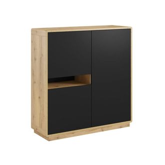 Petits Meubles Aparador 3 puertas paneles hdf negro mate y madera