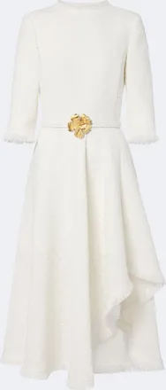 Oscar De La Renta Belted fringed boucl&eacute; midi dress