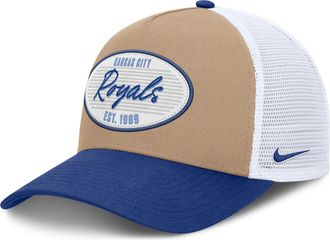 Nike Kansas City Royals Rise Nike Mens MLB A-Frame Trucker Adjustable Hat in Brown | NB1F0JOUROY-G3T