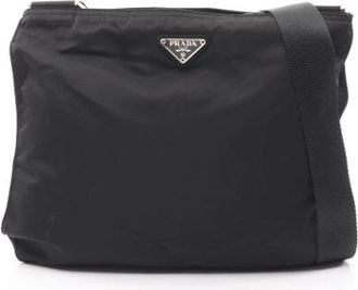Prada Pre-owned Cross Body Bags, female, Black, Size: ONE SIZE Pre-owned Nylon Cross Body Bag