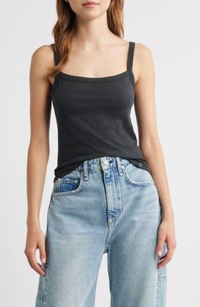 Rag & Bone The Slub Cotton Square Neck Tank in Black at Nordstrom, Size X-Large