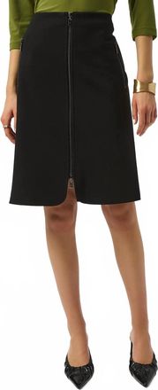 Joseph Ribkoff Front Zip Heavy Knit A-Line Skirt In Black