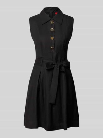 HUGO BOSS Tailliertes Freizeitkleid aus Leinen-Viskose-Mix Modell KALEISI in Black, Gr&ouml;&szlig;e 34