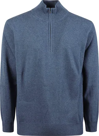 Altea Half-Zip High-Collar Virgin Wool Sweater