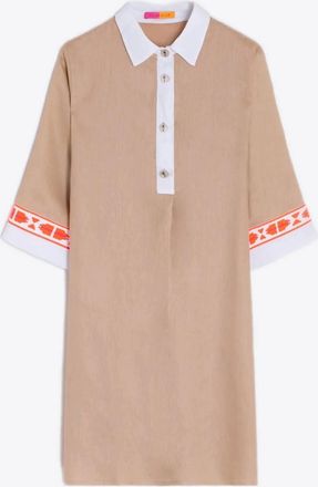 Vilagallo Linen Shift Dress In Beige Lino