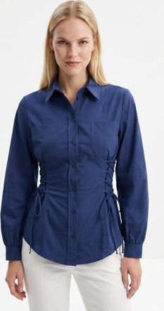 Exquise Arcene Fitted Waist Balloon Sleeve Shirt in Navy at Nordstrom, Size X-Large