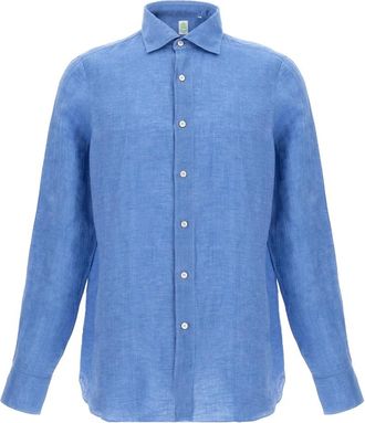 Finamore Heren, Overhemden, Blauw, Maat: XL Linnen