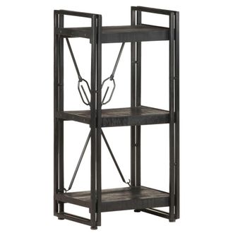 Berkfield Home 3-Tier Bookcase Black 40x30x80 cm Solid Mango Wood | Size: 40 x 30 x 80 cm