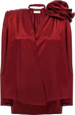 Magda Butrym Maroon V-neck Blouse