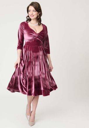 Unique Vintage 1950s Front Twist Swing Dress in Mauve Pink at Nordstrom, Size X-Small