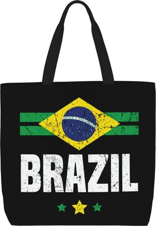 Generic Women Handbag Brazil Flag Tote Bag Casual Large Capacity Shopping Bags, For Holiday, Graduation, Daily, Christmas, School