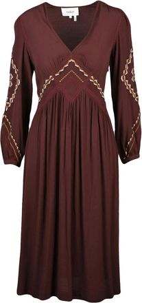 BA&SH Empire-Cut Midi Dress With Geometric Embroidery