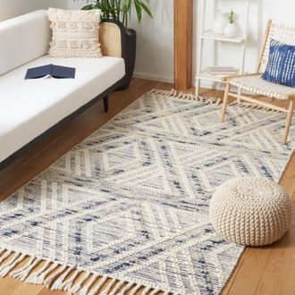 Safavieh Natura Hand Made Area rug, Ivory / Blue Bohemian Style Non-Shedding