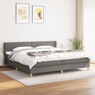 vidaXL Vidaxl - Cama Box Spring Con Colch&oacute;n Tela Gris Oscuro 200x200 Cm