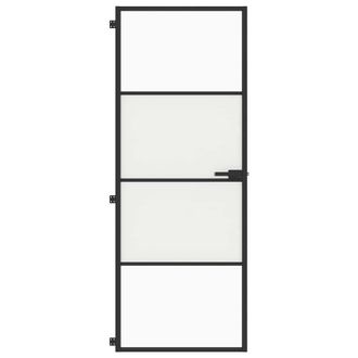 Berkfield Home Interior Door Slim Black 76x201.5 cm Tempered Glass & Aluminium