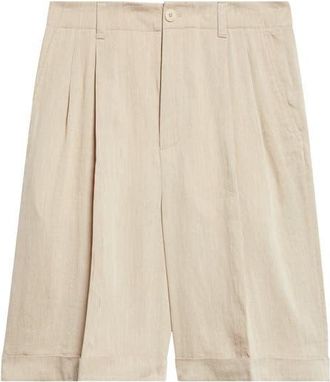 Jacquemus Cuffed Linen Blend Herringbone Bermuda Shorts in Beige at Nordstrom, Size 32 Us
