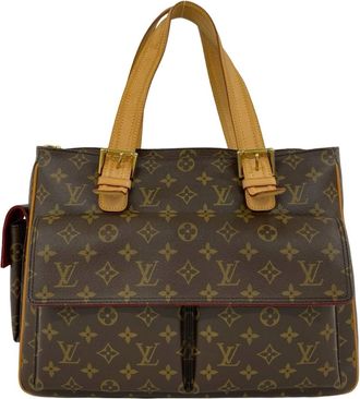 Louis Vuitton Brown Leather Pvc Handbag Tote Bag (Pre-Owned)