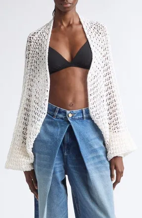 Balmain Dentelle Batwing Cardigan in 0Ka Natural at Nordstrom, Size 44