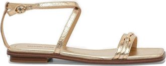Michael Michael Kors Lena metallic leather sandals - women - Patent Leather/Patent Leather/Fabric - 8.5 - Gold