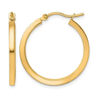 Diamond2Deal 10k Gold 2mm Square Tube Hoop Earrings