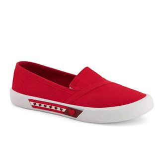 Andrea Womens Canvas Flats Hearts In Red