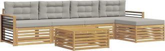 vidaXL Conjunto De Sof&aacute;s De Exterior 7 Uds. Blanco Y Gris Claro Vidaxl