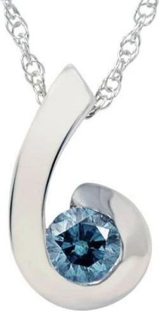 Pompeii3 1/4ct Blue Diamond Solitaire Pendant 14K White Gold