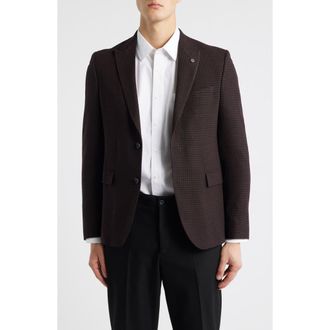 AllSaints Rawdon Slim Fit Burgundy Microcheck Textured Peak Lapel Sport Coat at Nordstrom Rack, Size 42 Regular