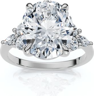 Pompeii3 Certified 3 1/3Ct Versailles Oval Engagement Ring 14k Gold or Platinum Lab Grown