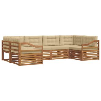 vidaXL Conjunto De Sof&aacute;s De Exterior Con Coj&iacute;n 6 Pcs Natural Y Beige Vidaxl