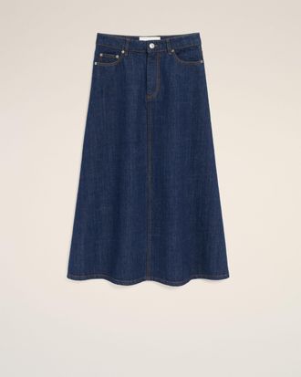 Ami Blue Cotton Long Skirt Blue - XXS - for Women