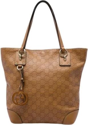 Gucci Bolso Tote de Piel Grabada Pre-owned - Pre-owned - Mujer - Marr&oacute;n - ONE SIZE