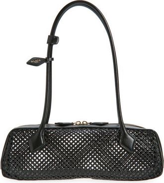 Alaia Medium Le Teckel East/West Woven Leather Shoulder Bag in Noir at Nordstrom