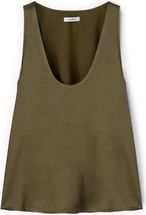 Motivi Top met brede schouders van satijn - Dames - Tops zonder mouwen - Groen - 2XS - Satijn - Tops