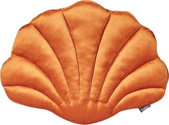Beliani Coj&iacute;n Decorativo De Terciopelo Concha Marina Forma De Vieira Patr&oacute;n Liso Naranja Consolida