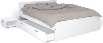 Weber Industries Cama con un caj&oacute;n y una mesilla de noche, blanca, 140x190 cm