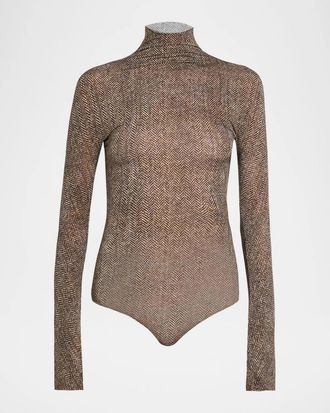 Maison Margiela Herringbone Turtleneck Bodysuit