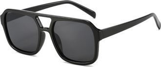 Generic Square Large Frame Men Sunglasses Outdoor Women Commuter Vacation Sun Glasses(Black)