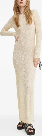 R&eacute;sum&eacute; Maxi-jurk met open rug - Beige